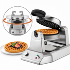 Thumbnail image #5 for Waring WWD180X Single Countertop Commercial Round Waffle Maker with Rotary Baking, Nonstick Cast-Iron Grids, and Thermostatic Controls