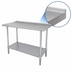 Thumbnail image #4 for Advance Tabco 108 Inch x 24 Inch 14 Gauge 304 Stainless Steel Work Table with Rear Up-Turn and Adjustable Galvanized Undershelf