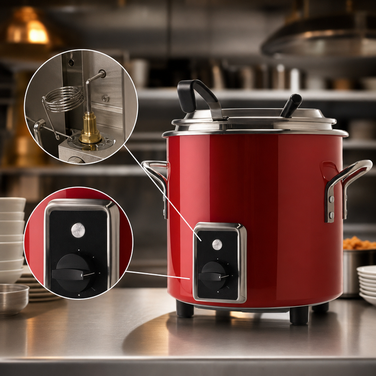 Product image #4 for Vollrath Cayenne Retro Stock Pot Kettle Rethermalizer, 11 Quart, Fire Engine Red