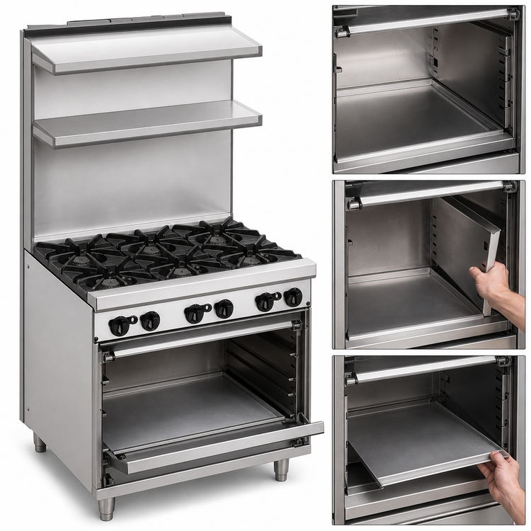 Product image #4 for Jade Bistro 36-Inch Shallow-Depth Gas Restaurant Range with 6 Open Burners and Standard Oven