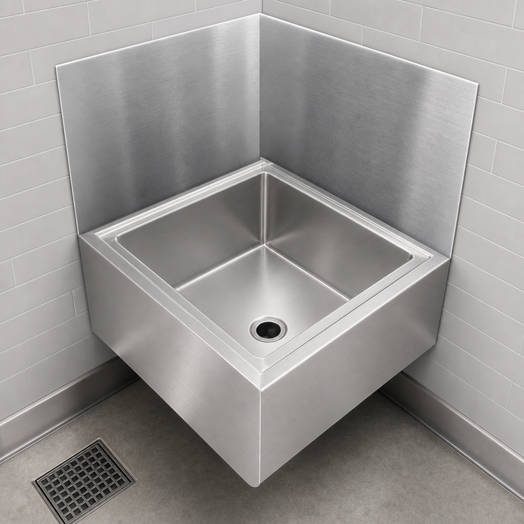 Product image #4 for John Boos Add-On Mop Sink Wainscoting Wall Guard for 24 x 24 Bowl, Rear, Left & Right, Stainless Steel