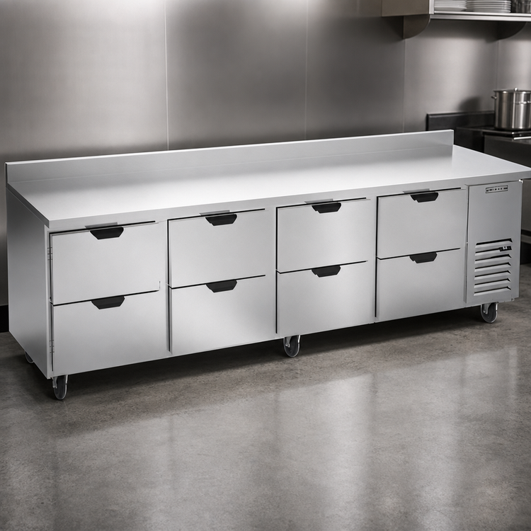 Product image #4 for Beverage-Air WTRD119AHC-8 119-Inch Four-Section Worktop Drawer Refrigerator