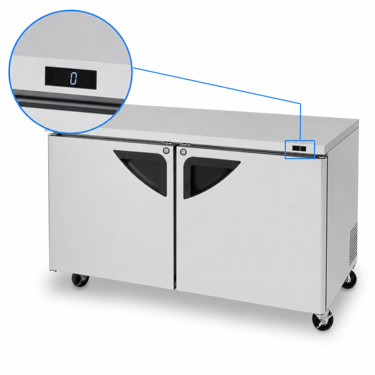 Product image #4 for Turbo Air Super Deluxe Series 60-1/4-Inch Two-Section Undercounter Freezer, 17 Cu. Ft., Self-Contained Rear-Mount, Stainless Steel
