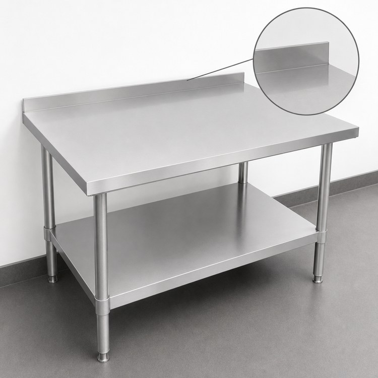 Product image #4 for Stallion Economy 84" x 30" Stainless Steel Top Work Table with Rear Riser and Undershelf