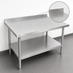 Thumbnail image #4 for John Boos Stallion UFBLG8430-X 84 x 30 Inch 18-Gauge Type 430 Stainless Steel Work Table with Rear Riser and Galvanized Adjustable Undershelf