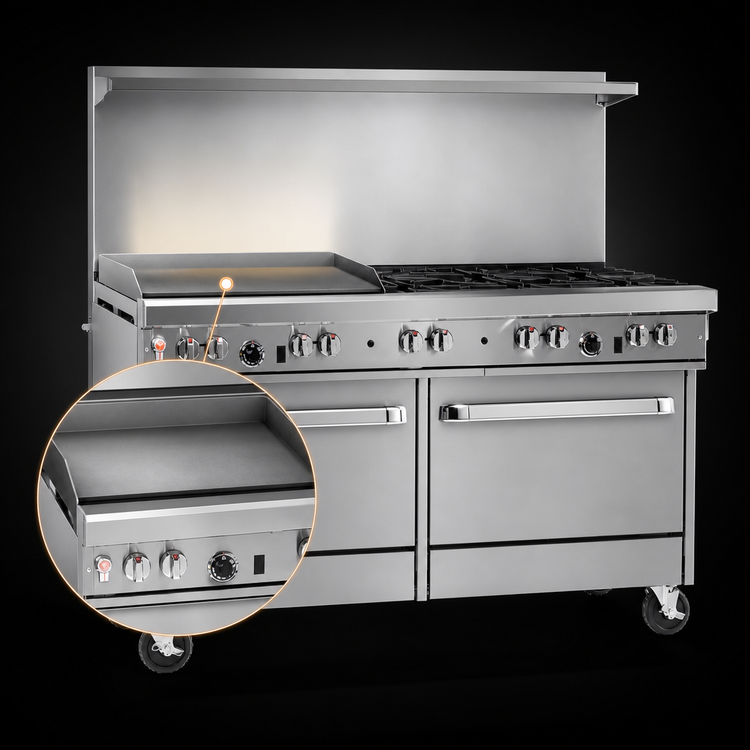 Product image #4 for Southbend Ultimate 60-Inch Commercial Gas Range with 4 Star Burners, 36-Inch Griddle, Convection Oven and Cabinet Base