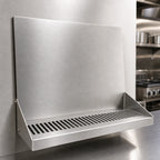 Thumbnail image #4 for Micro Matic USA DP-322LD-0 16-Inch Wall-Mounted Stainless Steel Drip Tray Trough with Louvered Screen and 1/2-Inch NPT Drain