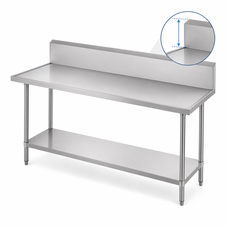 Product image #4 for Advance Tabco 108-Inch x 24-Inch Stainless Steel Work Table with 10-Inch Backsplash and Undershelf