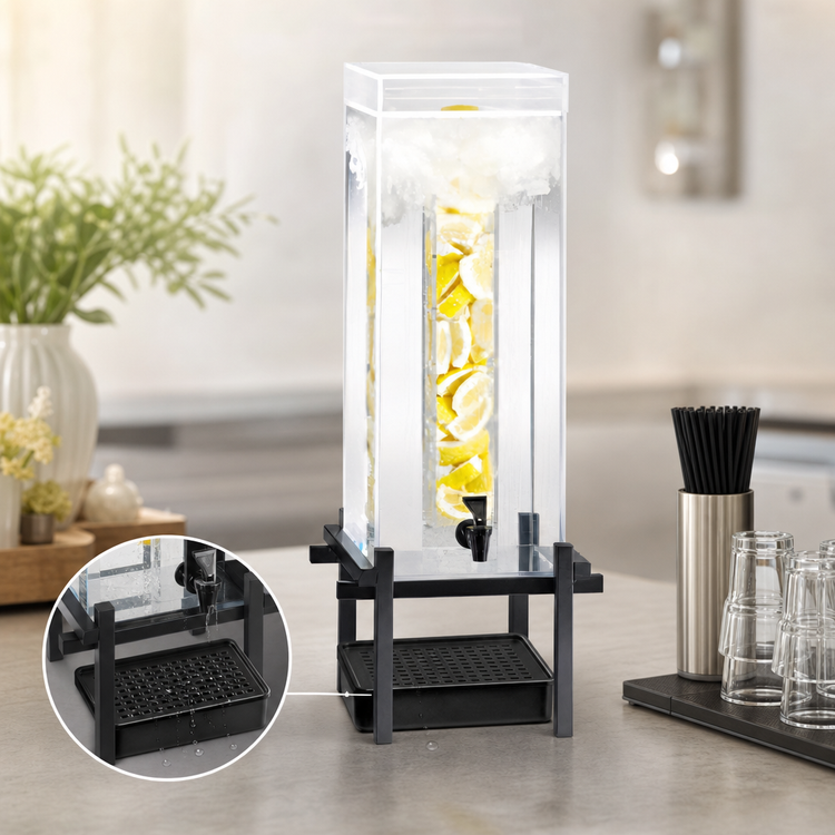 Product image #4 for Cal-Mil One by One 3 Gallon Infusion Chamber Acrylic Beverage Dispenser with Drip Tray, Black