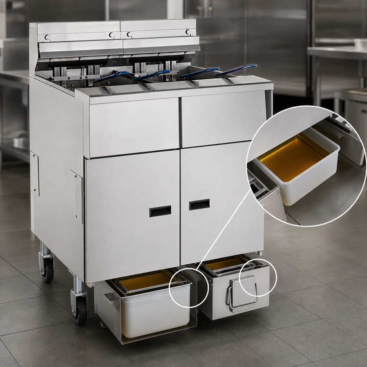 Product image #4 for Solstice Reduced Oil Volume Electric Floor Model 3-Fryer System with Built-In Filter Drawer and 30 lb. Tanks