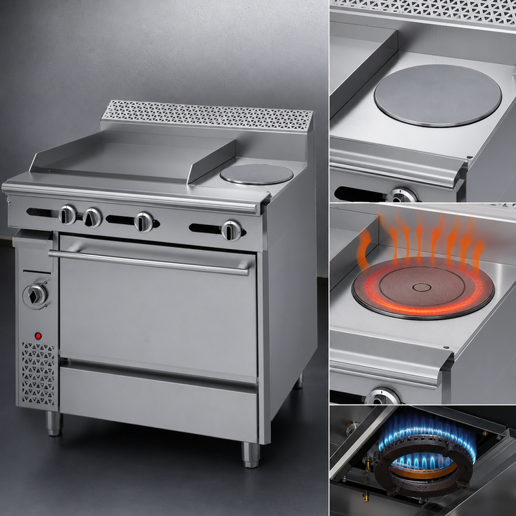 Product image #4 for Garland Cuisine Series 36-Inch Heavy Duty Gas Combination Top Range with 24-Inch Griddle, 12-Inch Hot Top and Standard Oven