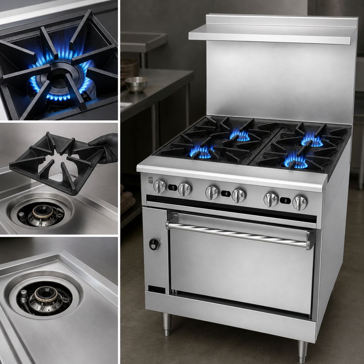 Product image #4 for Jade Range Bistro JBR-12G-4-36C 36" Gas Restaurant Range with 4 Open Burners, 12" Griddle, and Convection Oven