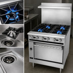Thumbnail image #4 for Jade Range (Middleby) Bistro JBR-12G-4-36C 36-Inch Natural Gas Restaurant Range with 4 Open Burners, 12-Inch Griddle & Convection Oven