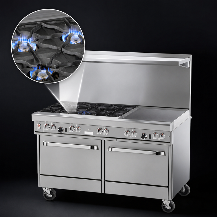 Product image #4 for Southbend Ultimate 60-Inch Gas Restaurant Range with 2 Open Burners, 48-Inch Griddle, Standard Oven, and Convection Oven