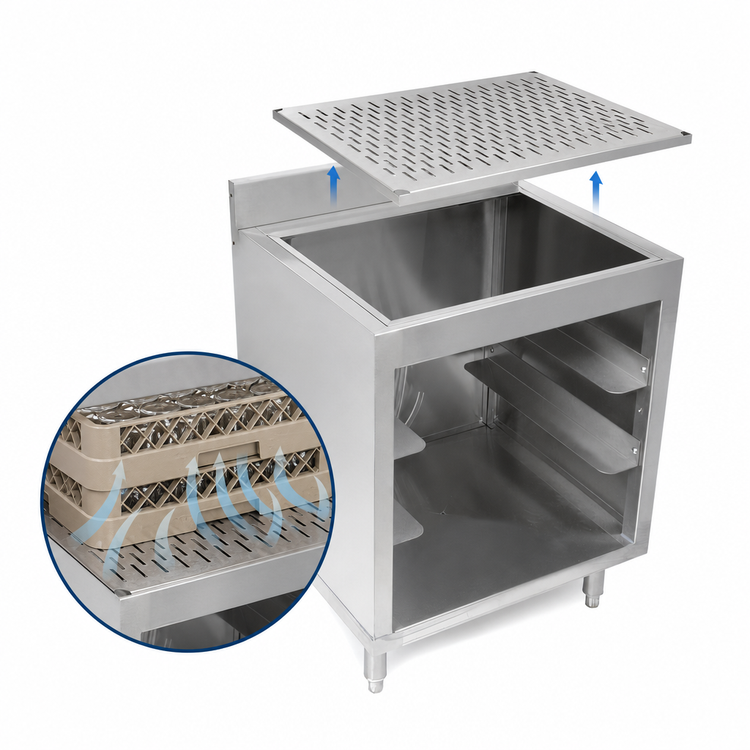 Product image #4 for John Boos Underbar Glass Rack Storage Unit with Drainboard and 3" Backsplash, 24"W x 21"D x 32-1/2"H