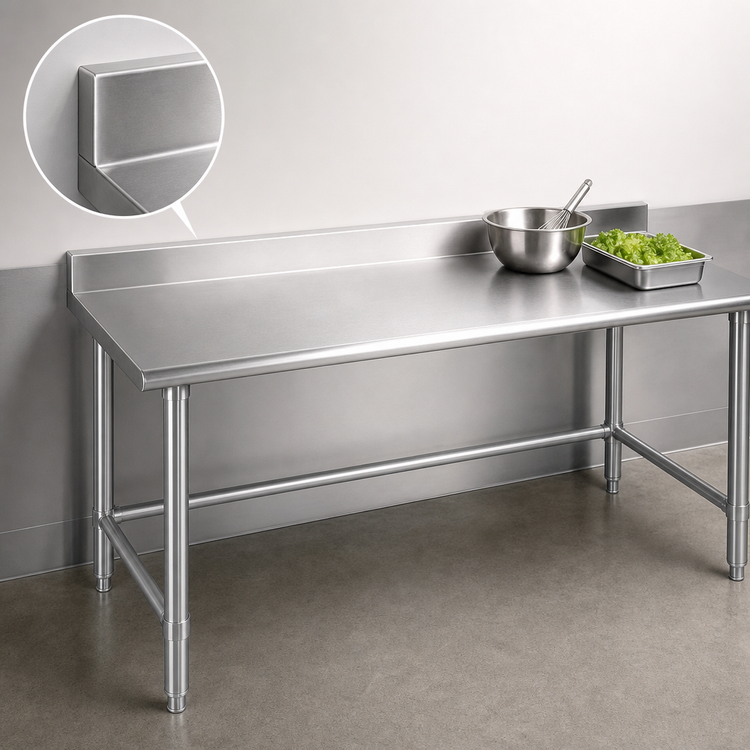 Product image #4 for Spec-Master 84-Inch x 36-Inch Freestanding 14-Gauge Stainless Steel Work Table with 4-1/2-Inch Backsplash