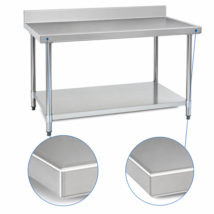 Product image #4 for Spec-Master Marine Series 84-Inch x 30-Inch Stainless Steel Work Table with 4-1/2-Inch Backsplash and Adjustable Galvanized Undershelf