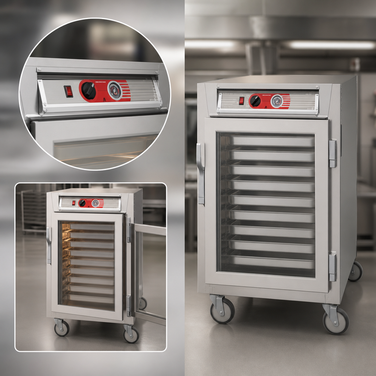 Product image #4 for Metro C5 6 Series Mobile Half-Height Insulated Heated Holding Cabinet with Clear Glass Doors, 17-Pan Capacity