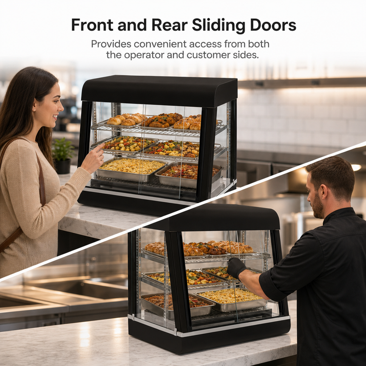 Product image #4 for 26-Inch Countertop Electric Heated Food Display Case with 3 Adjustable Shelves