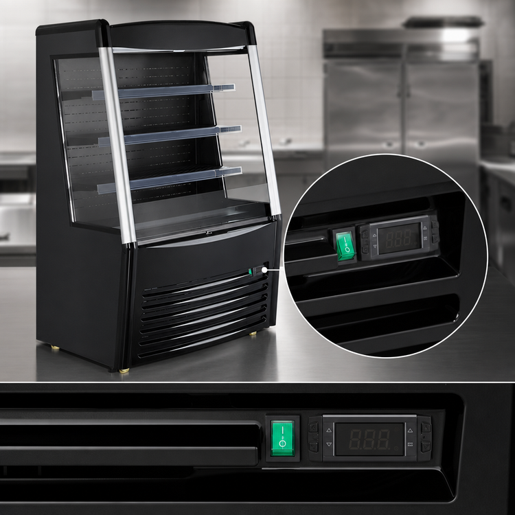 Product image #4 for Omcan 36-Inch Black Open Refrigerated Display Case Merchandiser, 13.77 Cu. Ft., Self-Contained, 110V