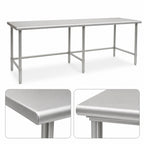 Thumbnail image #4 for Eagle Group Budget Series T24144STB 144"W x 24"D 430 Stainless Steel Flat Top Work Table, Open Base, Rolled Edges