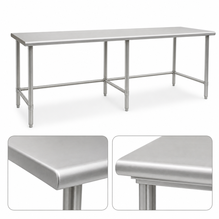 Product image #4 for Eagle Budget Series 144"W x 24"D 430 Stainless Steel Flat Top Work Table with Tubular Base