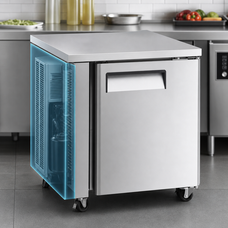 Product image #4 for Turbo Air J Series JUR-36-N6 One-Section Undercounter Refrigerator with Solid Door, Side-Mount Self-Contained Compressor, 6.37 Cu. Ft., 115V
