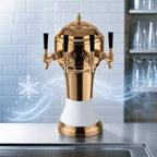 Thumbnail image #4 for Perlick Corporation 4056WH5B Roma 5-Faucet Glycol-Cooled Countertop Draft Beer Tower, Gold-Tone Brass with White Ceramic Skirt