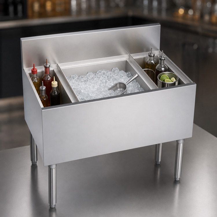 Product image #4 for Krowne Royal Series 34-Inch Underbar Speed Multi Station with 7-Circuit Cold Plate and 18-Inch Ice Bin