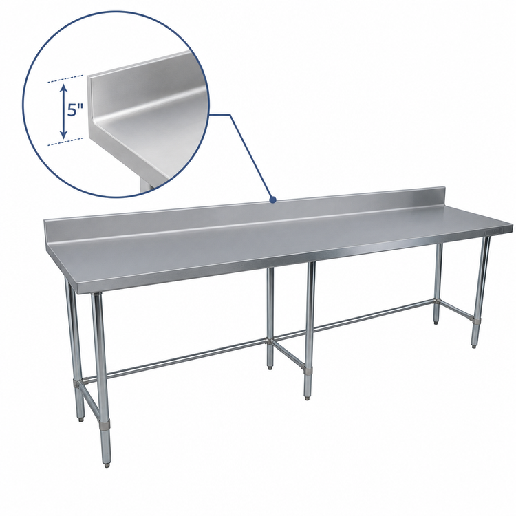 Product image #4 for BK Resources 84-Inch x 24-Inch Open Base Riser Top Stainless Steel Work Table