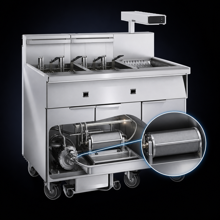 Product image #4 for Imperial Electric 2-Battery Floor Fryer with Dual 50 lb. Tanks, Built-In Filter System, and Computer Controls