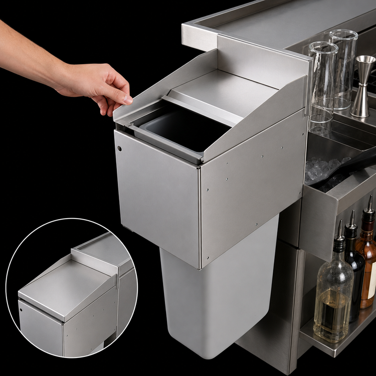 Product image #4 for Top Shelf TS Series 12 Inch Wide Stainless Steel Underbar Trash Receptacle Top Cover