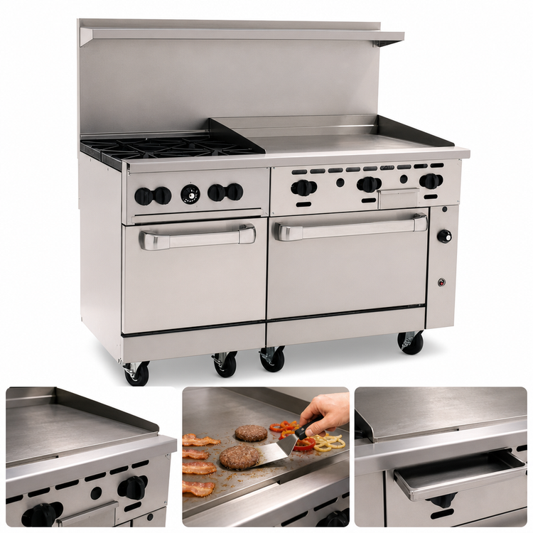 Product image #4 for Vulcan Endurance 60-Inch Commercial Gas Range with 4 Open Burners, 36-Inch Griddle and 2 Standard Ovens