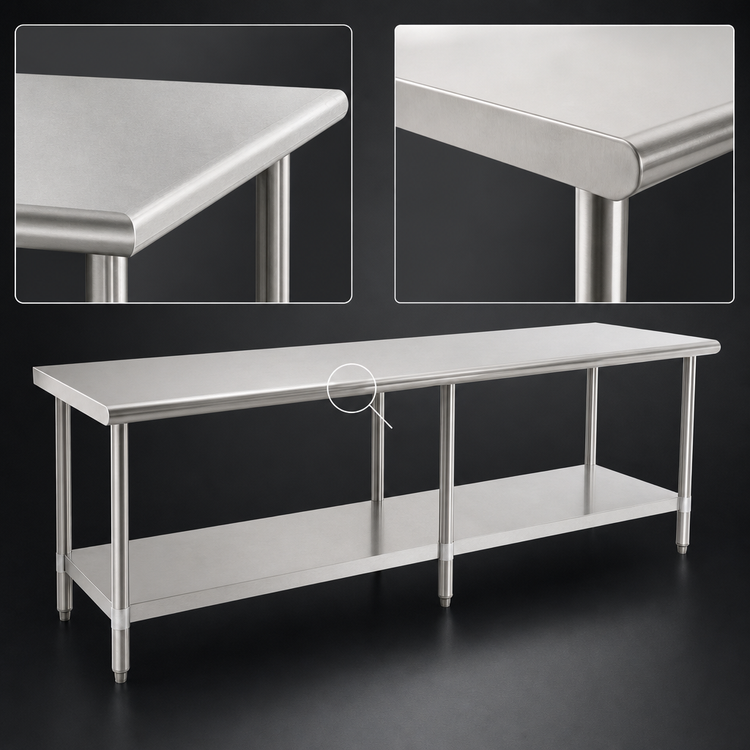 Product image #4 for Eagle Spec-Master 108-Inch x 24-Inch 14-Gauge Stainless Steel Work Table with Adjustable Galvanized Undershelf