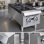 Thumbnail image #5 for Admiral Craft Black Diamond BDCTH-12 12-Inch 2-Burner Countertop Gas Hot Plate, Stainless Steel, Natural Gas