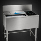 Thumbnail image #4 for Eagle Group Spec-Bar BCT36L-24 Underbar Combo Ice Bin/Bottle Unit, 85 lb. Insulated Bin, Left Bottle Compartment, Stainless Steel