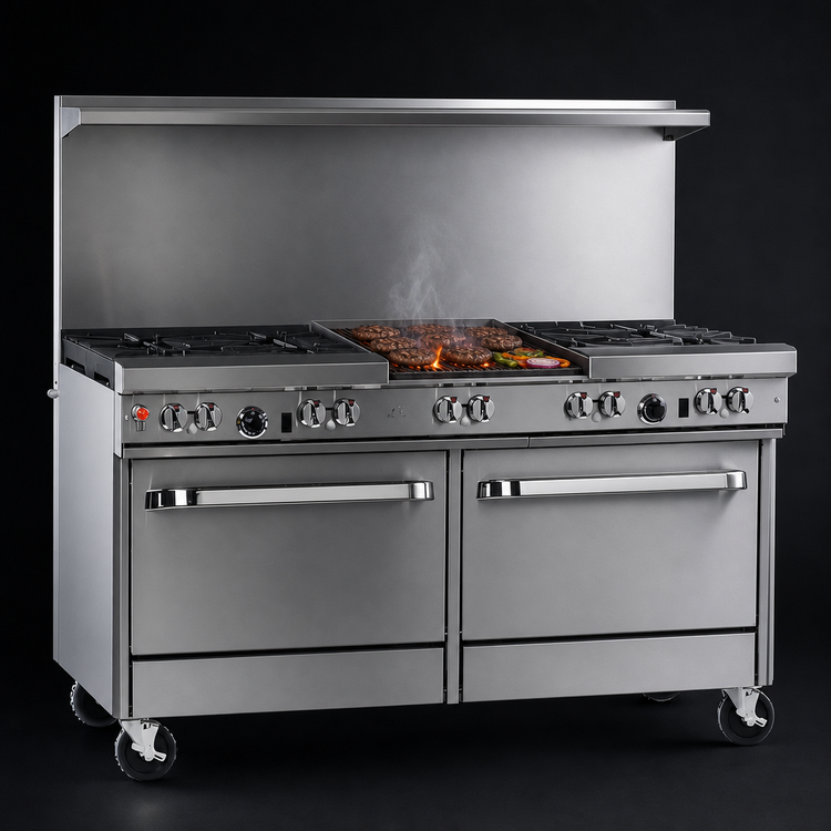 Product image #4 for Southbend Ultimate 60-Inch Gas Restaurant Range with 6 Star/Sauté Burners, 24-Inch Charbroiler, and 2 Standard Ovens