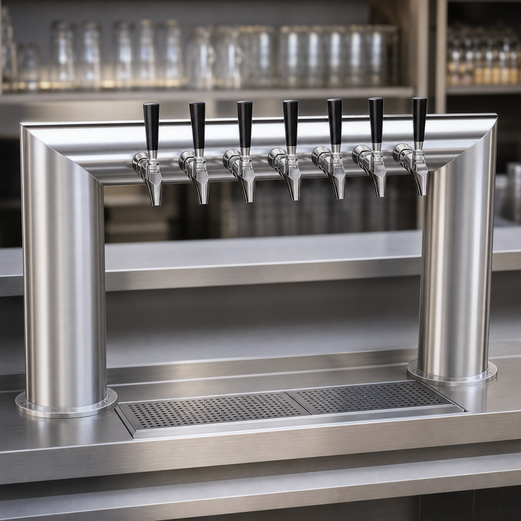 Product image #4 for Krowne Eight-Faucet Pass-Thru Beer Tower, Glycol-Cooled, 37-Inch OA Length, Brushed Stainless Steel