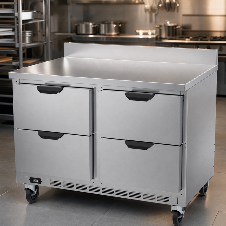 Product image #4 for Beverage-Air 48-Inch Two-Section Worktop Drawer Freezer, 4 Drawers, Foamed-In-Place Backsplash