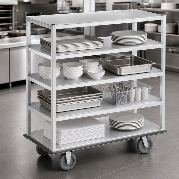 Product image #5 for Channel Manufacturing Queen Mary 5-Shelf Banquet Utility Cart, Aluminum, 62 x 28 x 66 Inches