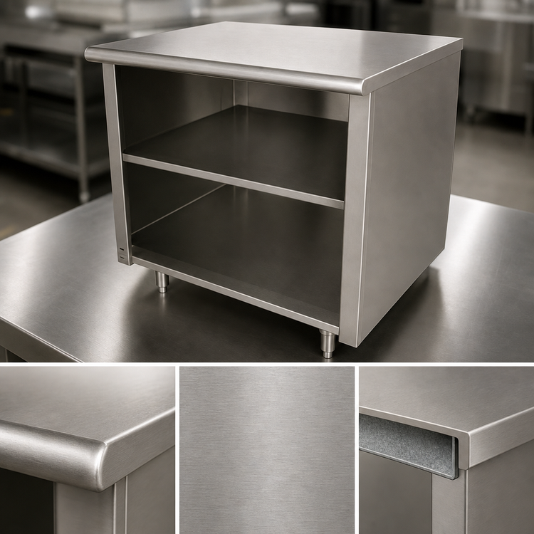 Product image #4 for Advance Tabco Special Value Series 60" x 30" Open Base Work Table with Mid-Shelf, 16 Gauge 304 Stainless Steel Flat Top
