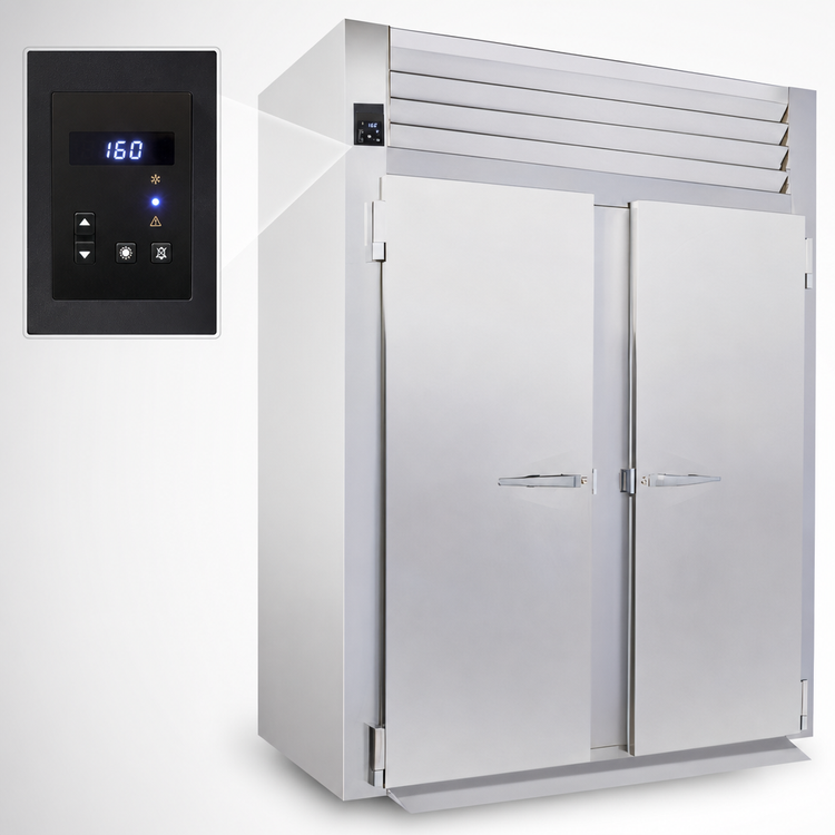 Product image #4 for Traulsen Spec-Line R Series Standard-Depth Roll-In Heated Cabinet for 72-Inch High Racks, Two-Section, Full-Height Solid Doors