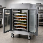 Thumbnail image #4 for Metro C5 C585-SFC-LPFC Half-Height Pass-Thru Controlled Temperature Holding Cabinet, 8-Pan, Glass Doors, 304 Stainless Steel, 120V