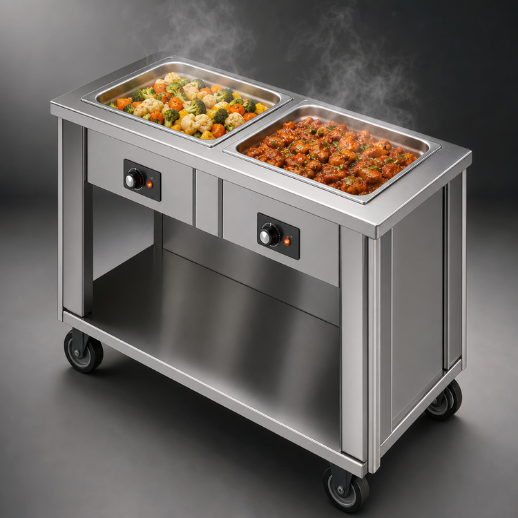 Product image #4 for DineXpress DXP2HFSL 2-Well Electric Slimline Mobile Hot Food Counter