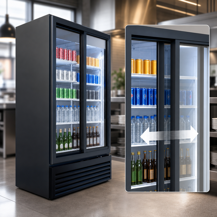 Product image #4 for Beverage-Air Marketeer Two-Section Reach-In Glass Door Merchandiser Refrigerator, 39.03 Cu. Ft., Black