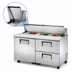 Thumbnail image #4 for True 60-Inch Wide 2-Section Refrigerated Prep Table with 1 Door, 2 Drawers, and 16 Sixth-Size Pan Top