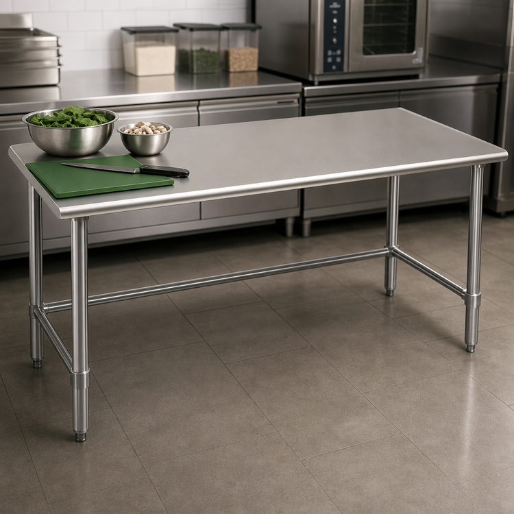 Product image #4 for Eagle Spec-Master Stainless Steel Work Table, 84 x 36 Inches, Open Base with Crossrails