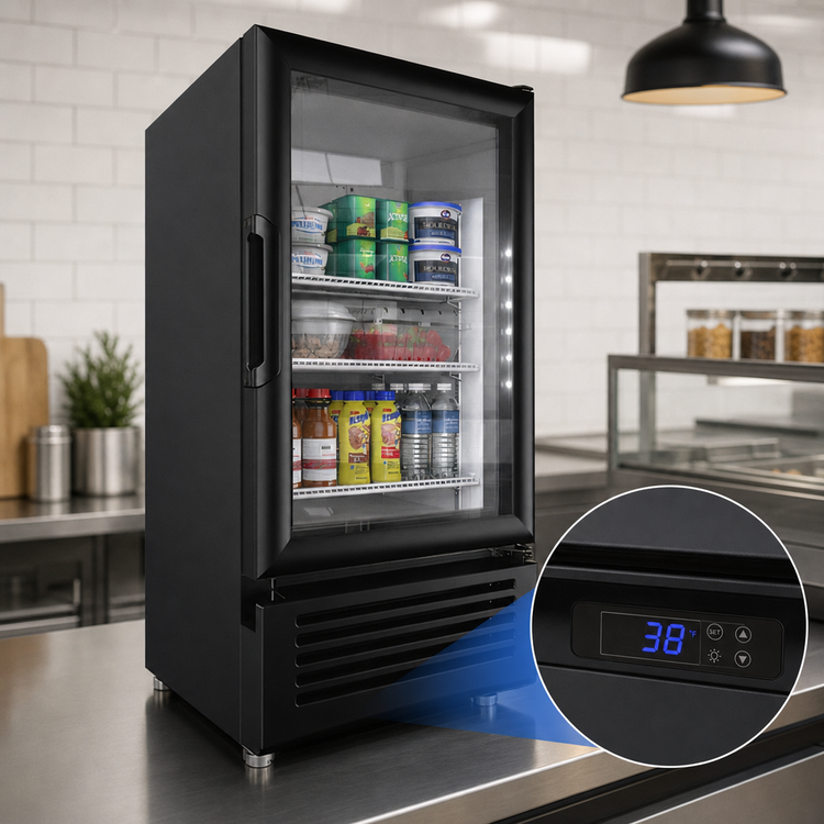 Product image #4 for Omcan Elite Series 19-Inch Countertop Refrigerated Display Merchandiser, One-Section, 4.0 Cu. Ft., Glass Door