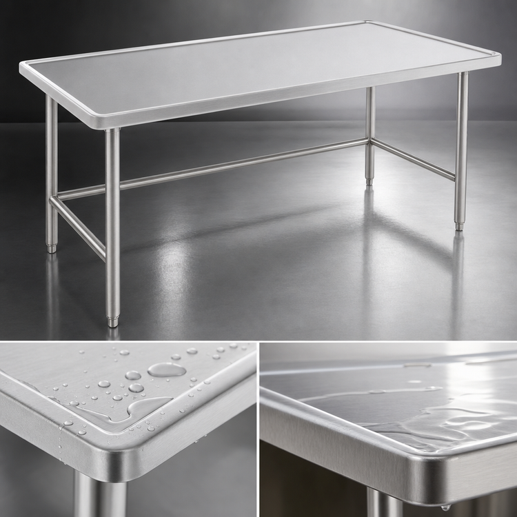 Product image #4 for 144-Inch x 24-Inch Stainless Steel Work Table with Countertop Edge and Cross Rails