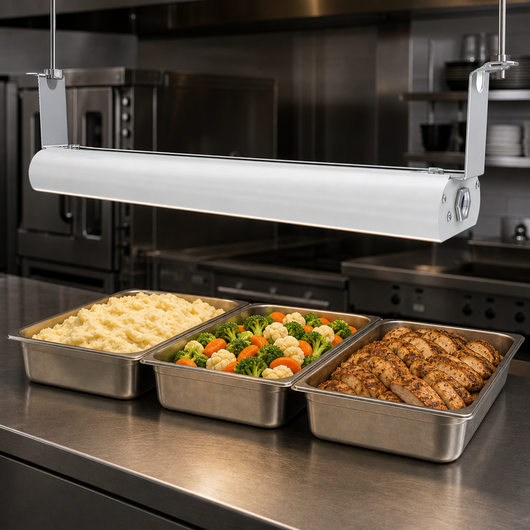 Product image #4 for Vollrath 66-Inch Low Profile Unlighted Strip Heat Lamp with Remote Toggle Switch, White Hammer Powder Coat